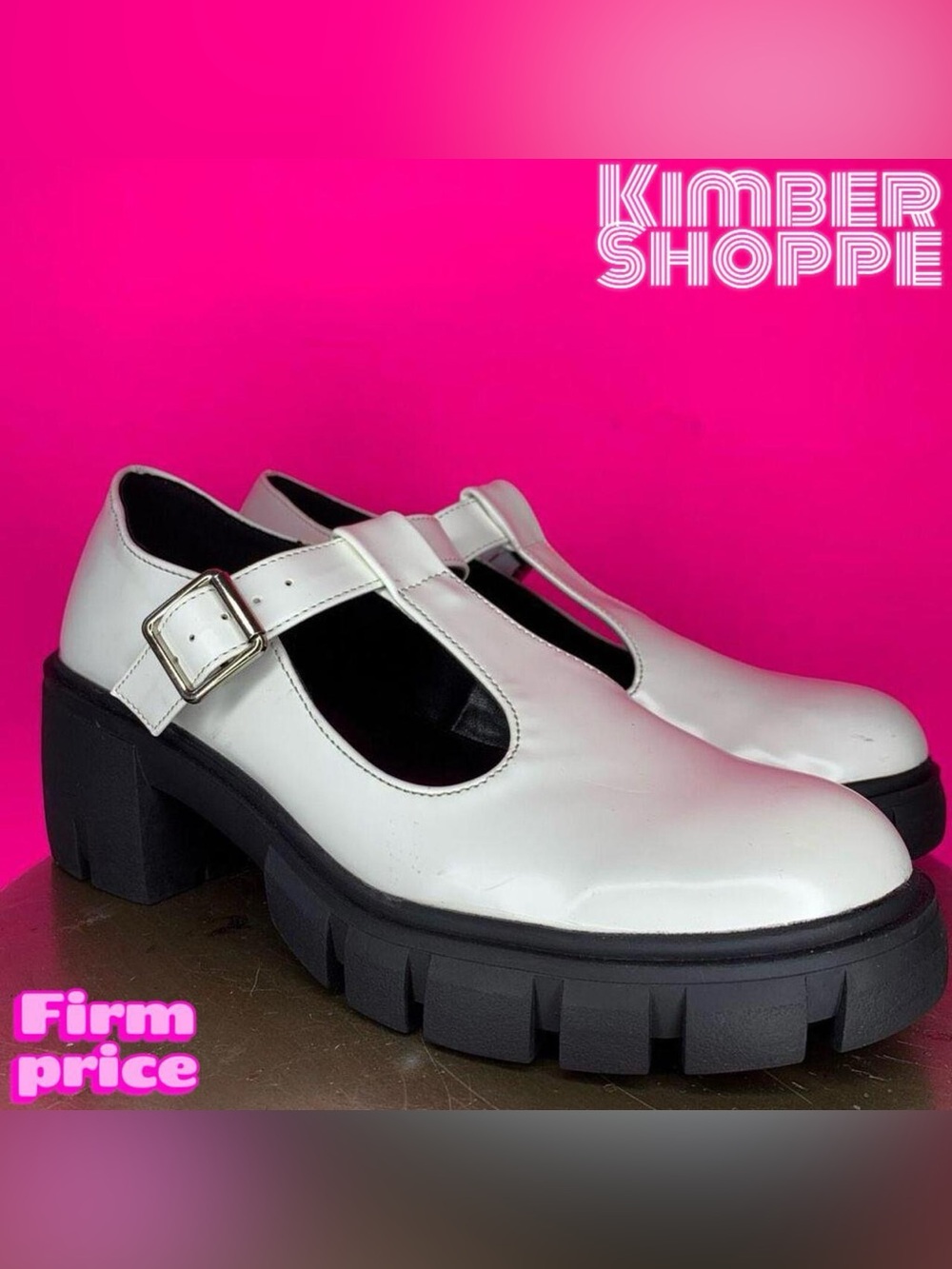 Madden Girl Haddie White Chunky Heel Platform Mary Jane Shoe US 9 UK 7